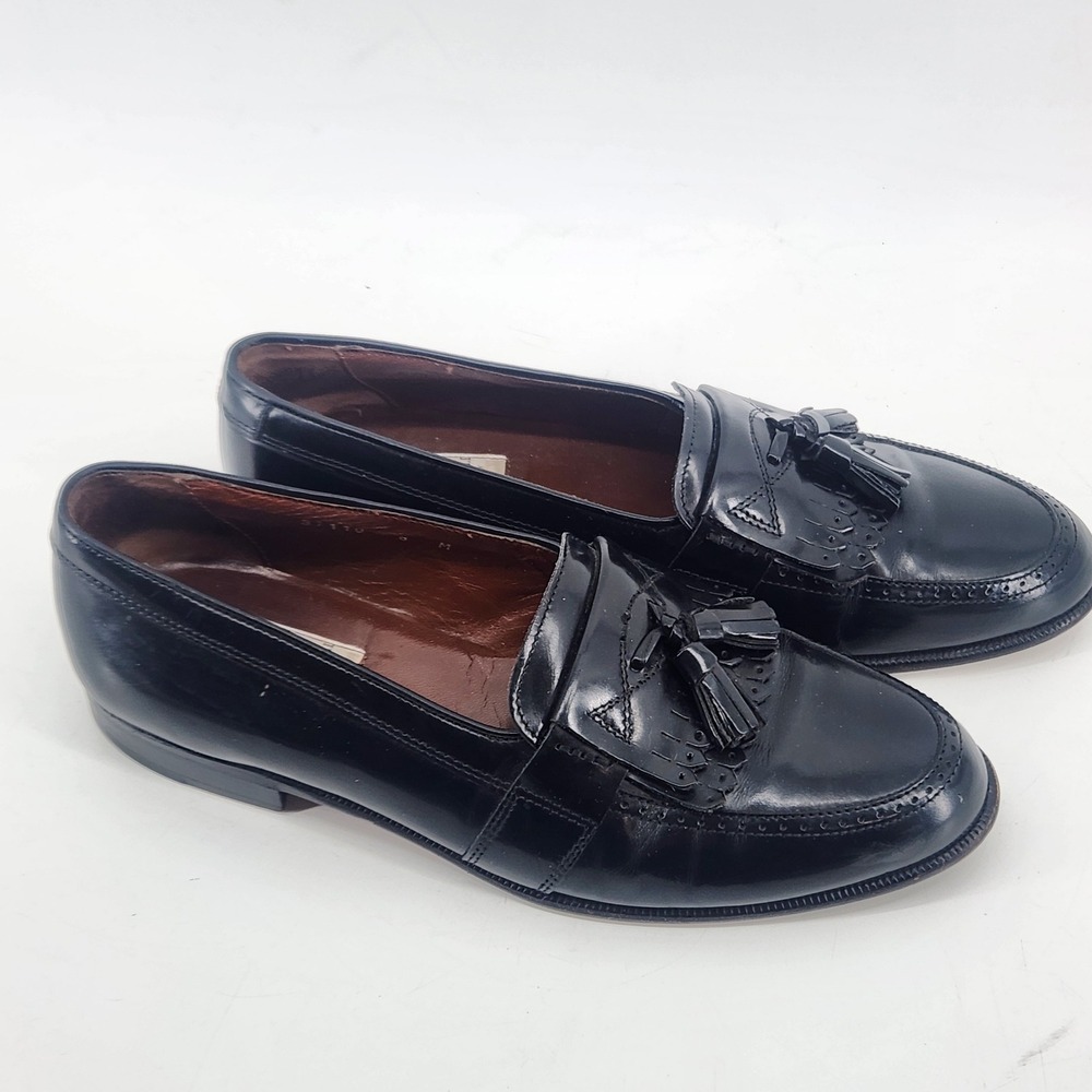 Bruno Magli Men's 8 M Black Leather Tassel Loafers Made Italy Dress Shoes